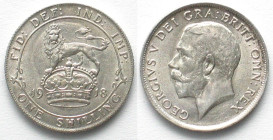 GREAT BRITAIN. Shilling 1918, GEORGE V, silver UNC!