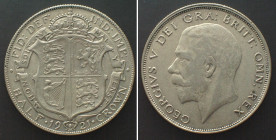 GREAT BRITAIN. 1/2 Crown 1921, GEORGE V silver AU!