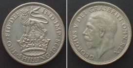 GREAT BRITAIN. Shilling 1928, GEORGE V, silver AU!