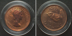 GREAT BRITAIN. Farthing 1953, ELIZABETH II, Proof from Coronation Set