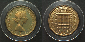 GREAT BRITAIN. 3 Pence 1953, ELIZABETH II Proof from Coronation Set