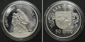 LITHUANIA. 50 Litu 1996, SAUSIO TRYLIKTOJI, silver Proof