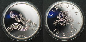 LITHUANIA 10 Litu 2010, Music, LITHUANIAN CULTURE, silver Proof