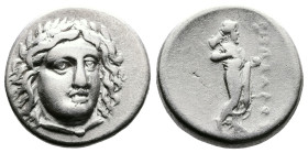 Satraps of Caria, Pixodaros, circa 341/0-336/5 BC. AR Drachm (15.8 mm, 3,66 g.). Halikarnassos. Laureate head of Apollo facing three-quarters to right...