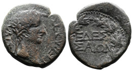 Macedon, Edessa, Augustus, AE (22.5 mm, 8.4 g.). ΚΑΙΣΑΡ ΣΕΒΑΣΤΟΣ Laureate head of Augustus to right. Rev. ΕΔΕΣ/ΣΑΙΩΝ in two lines within laurel wreath...