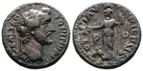 Macedon, Dium, Antoninus Pius, 138-161 AD. AE (21 mm, 7,00 g.). IMP CAES ANTONINΘ PI Laureate head of Antoninus Pius to right. Rev. COL IVL AVG DIENSI...