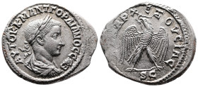 Seleucis and Pieria, Antioch, Gordian III, 238-244 AD. AR Tetradrachm (28.5 mm, 11.54 g.). 238-240 AD. ΑΥΤΟΚ Κ Μ ΑΝΤ ΓΟΡΔΙΑΝΟC CΕΒ Laureate, draped an...