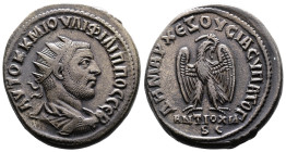 Seleucis and Pieria, Antioch, Philip I, 244-249 AD. Billon Tetradrachm (25.7 mm, 13.5 g.) 247 AD. AYTOK K MO IOYΛI ΦΙΛΙΠΠΟC CEB Radiate, draped and cu...