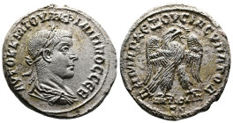 Seleucis and Pieria, Antioch, Philip II, as Augustus, 247-249 AD. Billon Tetradrachm (26.1 mm, 11.8 g.). circa 247 AD. ΑΥΤΟΚ Κ Μ ΙΟΥΛΙ ΦΙΛΙΠΠΟC CΕΒ La...