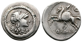 L. Manlius Torquatus, 113-112 BC. AR Denarius.(19.3 mm, 3.9 g.) Rome. Helmeted head of Roma to right; ROMA (partially ligate) behind, X (mark of value...