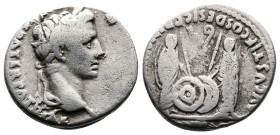 Augustus. 27 BC.- 14 AD. AR Denarius (17.6 mm, 3.7 g.). Lugdunum mint, struck 2 BC. - 4 AD. CAESAR AVGVSTVS DIVI F PATER PATRIAE, laureate head of Aug...