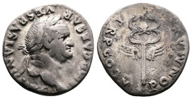 Vespasian, 69 - 79 AD. AR Denarius. (18.2 mm, 3,07 g.). Rome mint, struck 74 AD. IMP CAESAR VESPASIANVS AVG, laureate head of Vespasian right. Rev. PO...