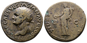 Vespasian, 69-79 AD. AE Dupondius ( 27.5 mm, 13.7 g.). IMP CAES VESPASIAN AVG COS VIII PP. Radiate bust of Vespasian to left. Rev. FIDES [PVBLICA] S-C...
