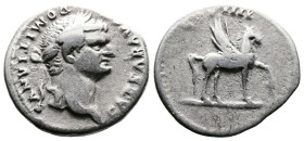 Domitian, as Caesar, 69-81 AD. AR Denarius (19.2 mm, 3,29 g.). Rome, 76-77 AD. CAESAR AVG F DOMITIANVS Laureate head of Domitian to right. Rev. COS II...