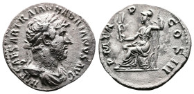 Hadrian, 117-138 AD. AR Denarius (18.6 mm, 2.46 g.). Rome, 121-123 AD. IMP CAESAR TRAIAN HADRIANVS AVG Laureate head of Hadrian to right. Rev. P M TR ...
