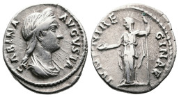 Sabina. 128-137 AD. AR Denarius. (16.9 mm, 3,28 g.) Rome, 137 AD. SABINA AVGVSTA, draped bust of Sabina right, wearing stephane, hair in a plait behin...