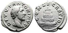 Divus Antoninus Pius, died 161 AD. AR Denarius. (17.7 mm, 3.28 g.). Struck under Marcus Aurelius. AR Denarius. (18 mm. 2,11 g.). Rome. DIVVS ANTONINVS...