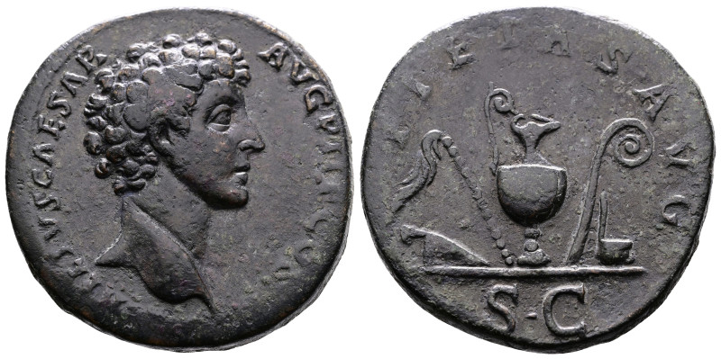 Marcus Aurelius, as Caesar, 139-161 AD. AE Sestertius (31.8 mm, 30.1 g.). Rome, ...