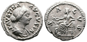 Faustina II, 147 - 175 AD. AR Denarius. (18.4 mm, 3,3 g.). Rome, 147-175 AD. AR Denarius FAVSTINA AVGVSTA, Diademed head of Faustina II right / SALVS,...