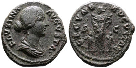 Faustina Junior, AE As,(26.5 mm, 13.2 g.) Rome. Laureate janiform head of Janus, value mark I above. Rev. Prow of galley right, value mark I above, RO...