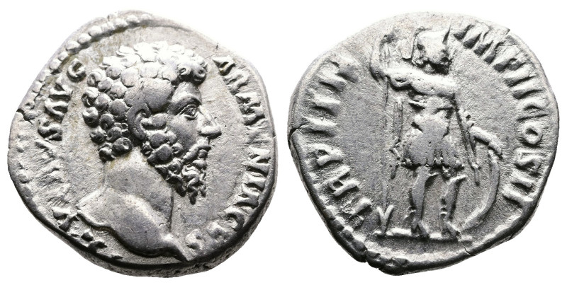 Lucius Verus, 161-169 AD. AR Denarius (17.3 mm, 2.9 g.). Rome, 163-164 AD. L VER...