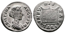 Crispina, 178-182 AD. AR Denarius (18.1 mm, 2.5 g.). Rome. CRISPINA AVG Draped bust of Crispina to right. Rev. DIS / GENITALIBVS Garlanded and lighted...