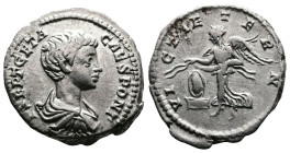 Geta, as Caesar, 198-209 AD. AR Denarius (18.2 mm, 3.32 g.). Rome, 200-202 AD. P SEPT GETA CAES PONT Bare-headed, draped and cuirassed bust of Geta to...