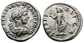 Caracalla, 198-217 AD. AR Denarius (17.9 mm, 3.1 g. ). Laodicea ad Mare, 199 AD. IMP CAE M AVR ANT AVG P TR P II, laureate and draped bust of Caracall...