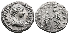Plautilla. 202-205 AD. AR Denarius. (18.9 mm, 2,7 g.). Rome mint, struck 202 AD. PLAVTILLAE AVGVSTAE, draped bust right. Rev. CONCORDIAE AETERNAE, Pla...