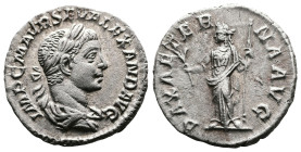Severus Alexander, 222-235 AD. AR Denarius (18 mm, 2.76 g.). Rome, 223 AD. IMP C M AVR SEV ALEXAND AVG Laureate, draped and cuirassed bust of Severus ...