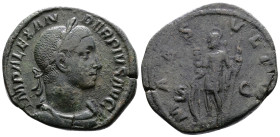 Severus Alexander, 222-235 AD. AE Sestertius. (30.9 mm, 18.7 g.)Rome, 231 AD. IMP ALEXANDER PIVS AVG, laureate, draped, and cuirassed bust of Severus ...