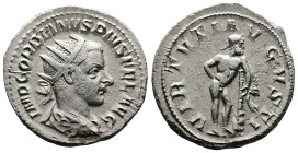 Gordian III 238-244 AD. AR Antoninianus (22.2 mm, 6 g.). Rome, 241-243 AD. IMP GORDIANVS PIVS FEL AVG Radiate, draped and cuirassed bust of Gordian II...