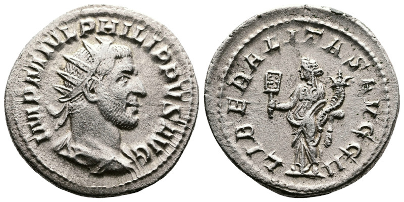 Philip I 'the Arab' 244–249 AD. AR Antoninianus. ( 23.2mm, 4.09 g.). Rome, 244-2...