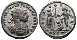 Aurelian, 270-275 AD. Silvered Bronze Antoninianus (22 mm, 4.1 g.). Serdica, IMP CL DOM AVRELIANVS P F AVG radiate and cuirassed bust of Aurelian to r...