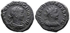 Aurelian and Vabalathus 270-275 AD. AE Antoninianus (20.9mm, 4,93 g.). Antioch IMP C AVRELIANVS AVG, radiate, cuirassed bust of Aurelian, A below. Rev...