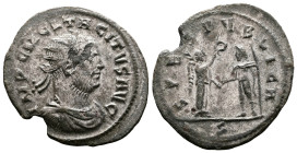 Tacitus, 275-276 AD. Silvered Bronze Antoninianus. (23.6 mm. 3,2 g.). Ticinum. IMP CM CL TACITVS AVG, radiate, draped and cuirassed bust of Tacitus ri...
