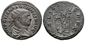 Florian, 276 AD. AE Antoninianus (22.3 mm, 3,62 g.). Siscia, 3rd officina. IMP C MAN FLORIANVS P AVG Radiate, draped and cuirassed bust of Florian to ...
