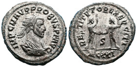 Probus, 276-282 AD. Silvered Bronze Antoninianus (22.8 mm, 4.87 g.). Cyzicus, 276-282 AD. IMP C M AVR PROBVS P F AVG, radiate, draped and cuirassed bu...