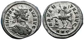 Probus, 276-282 AD. Silvered Bronze Antoninianus (24.5 mm, 4.92 g.). Rome, 279 AD. IMP PROBVS AVG, radiate and cuirassed bust of Probus to right. Rev....