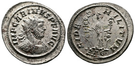 Carinus, 283-285 AD. Silvered Bronze Antoninianus ( 24.1 mm, 3.55 g.). Rome, 284 AD. IMP CARINVS P F AVG Radiate and cuirassed bust of Carinus to righ...