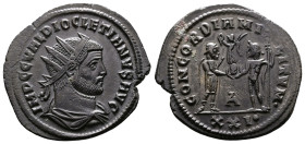 Diocletian, 284-305 AD. Bronze Antoninianus (23.4 mm, 3,61 g.). Antioch, 293-294 AD. IMP C C VAL DIOCLETIANVS P F AVG Radiate, draped and cuirassed bu...