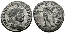 Diocletian, 284 - 305 AD. Silvered Bronze Follis. (26.9mm, 9.4 g.). Siscia, struck 299 AD. IMP DIOCLETIANVS P F AVG, laureate head of Diocletian right...