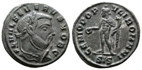Severus II. 305 - 307 AD. AE Quarter-Follis. (18.8 mm, 2,84 g.). Rome, struck 305-306 AD. FL VAL SEVERVS NOB C, laureate head of Severus II right. Rev...