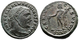 Maximinus II, 312-313 AD. AE Follis. (22,1 mm. 7.15 g.). Nicomedia. IMP C GAL VAL MAXIMINVS PF AVG, laureate head of Maximinus II right. Rev. GENIO AV...