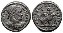 Licinius I, 308-324 AD. AE Follis (18.4 mm, 3,23 g.). Arles. IMP LICINIVS AVG, laureate and cuirassed bust of Licinius to right. Rev. IOVI CONSERVATOR...
