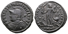 Licinius II, as Caesar, AE Follis (19.5 mm, 3 g.). Heraclea, 321-324 AD. D N VAL LICIN LICINIVS NOB C, helmeted and cuirassed bust of Licinius II to l...