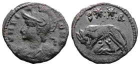 Commemorative Series, struck under Constantine I 'the Great' 307/310-337 AD. (15.9 mm, 1.19 g.). Alexandria, VRBS ROMA, helmeted bust of Roma to left,...
