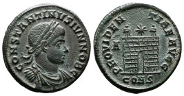 Constantine II, as Caesar, 316-337 AD. ( 18.8 mm, 3.23 g.)Constantinople, 327-328 AD. FL IVL CONSTANTIVS NOB C, laureate, draped and cuirassed bust of...
