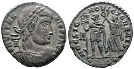 Vetranio, 350 AD. Silvered Bronze Centenionalis. (22.2 mm. 5,5 g.). Siscia. DN VETRANIO PF AVG, laureate, draped and cuirassed bust of Vetranio right....