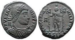 Vetranio, 350 AD. Silvered Bronze Centenionalis. (20.5 mm. 5,94 g.). Siscia. DN VETRANIO PF AVG, laureate, draped and cuirassed bust of Vetranio right...